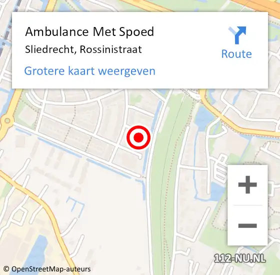 Locatie op kaart van de 112 melding: Ambulance Met Spoed Naar Sliedrecht, Rossinistraat op 9 januari 2024 02:07