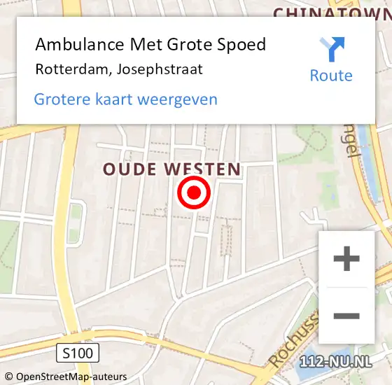 Locatie op kaart van de 112 melding: Ambulance Met Grote Spoed Naar Rotterdam, Josephstraat op 9 januari 2024 02:34