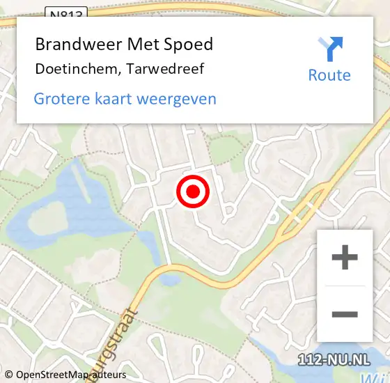 Locatie op kaart van de 112 melding: Brandweer Met Spoed Naar Doetinchem, Tarwedreef op 9 januari 2024 02:48