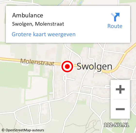 Locatie op kaart van de 112 melding: Ambulance Swolgen, Molenstraat op 21 september 2014 13:26