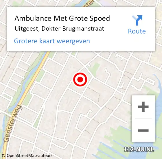 Locatie op kaart van de 112 melding: Ambulance Met Grote Spoed Naar Uitgeest, Dokter Brugmanstraat op 9 januari 2024 03:11