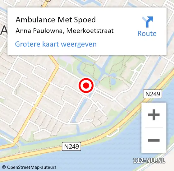 Locatie op kaart van de 112 melding: Ambulance Met Spoed Naar Anna Paulowna, Meerkoetstraat op 9 januari 2024 04:19