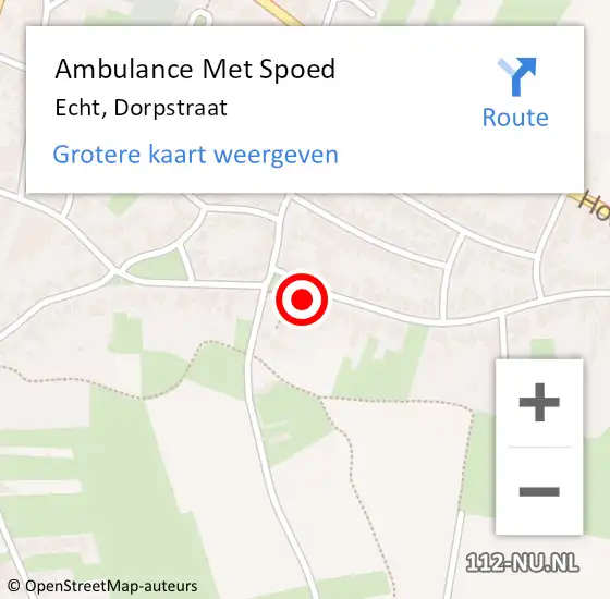 Locatie op kaart van de 112 melding: Ambulance Met Spoed Naar Echt, Dorpstraat op 9 januari 2024 04:32