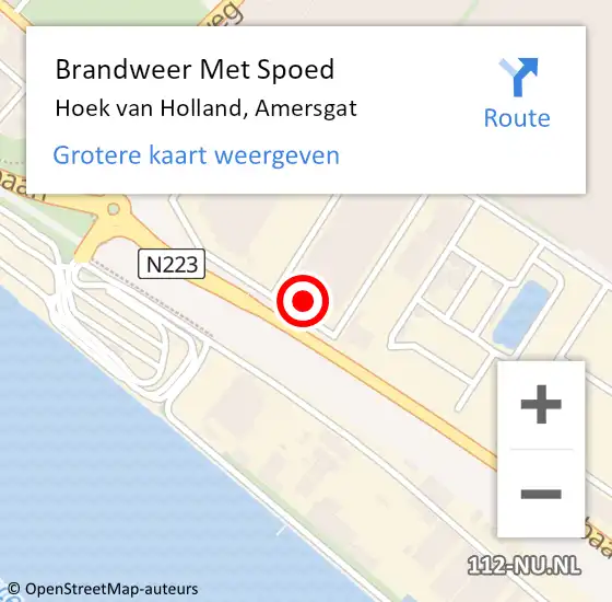 Locatie op kaart van de 112 melding: Brandweer Met Spoed Naar Hoek van Holland, Amersgat op 9 januari 2024 04:39
