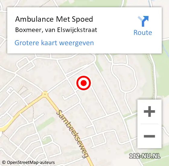 Locatie op kaart van de 112 melding: Ambulance Met Spoed Naar Boxmeer, van Elswijckstraat op 21 september 2014 13:31