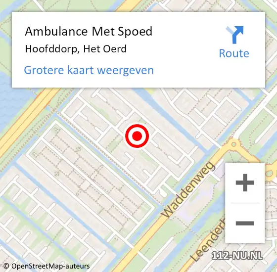 Locatie op kaart van de 112 melding: Ambulance Met Spoed Naar Hoofddorp, Het Oerd op 9 januari 2024 04:44