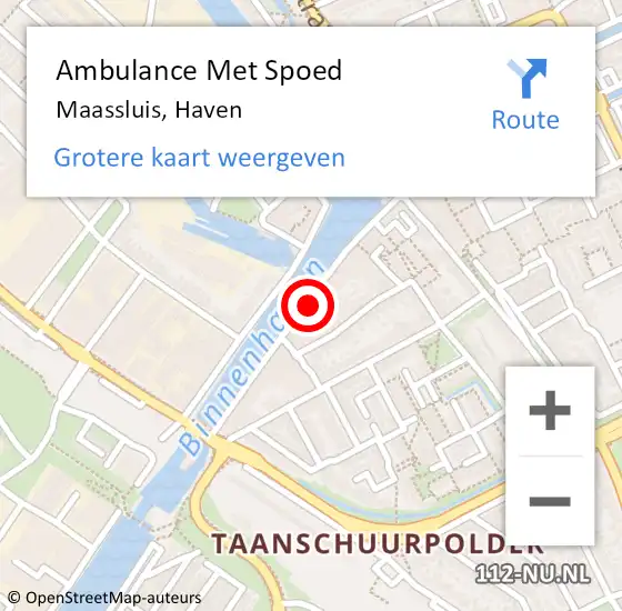 Locatie op kaart van de 112 melding: Ambulance Met Spoed Naar Maassluis, Haven op 9 januari 2024 05:11