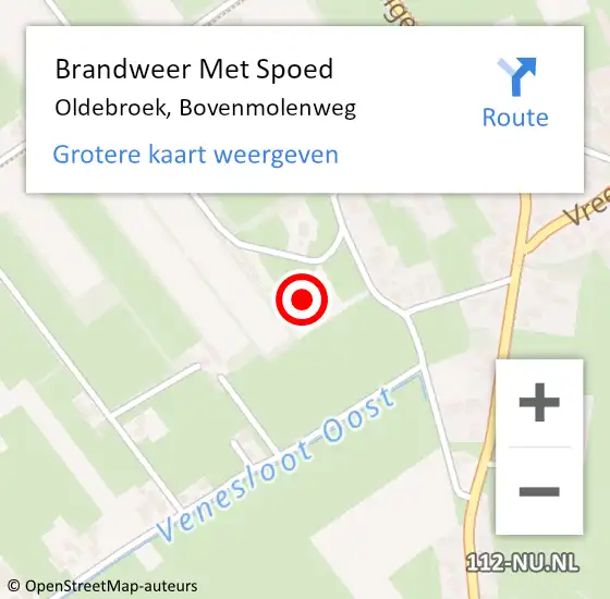 Locatie op kaart van de 112 melding: Brandweer Met Spoed Naar Oldebroek, Bovenmolenweg op 9 januari 2024 05:13