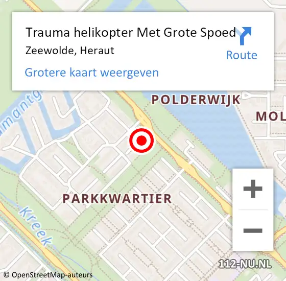 Locatie op kaart van de 112 melding: Trauma helikopter Met Grote Spoed Naar Zeewolde, Heraut op 9 januari 2024 06:50