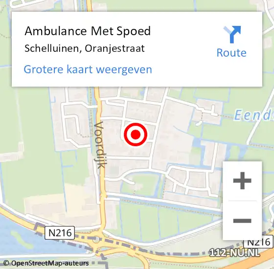 Locatie op kaart van de 112 melding: Ambulance Met Spoed Naar Schelluinen, Oranjestraat op 9 januari 2024 07:24