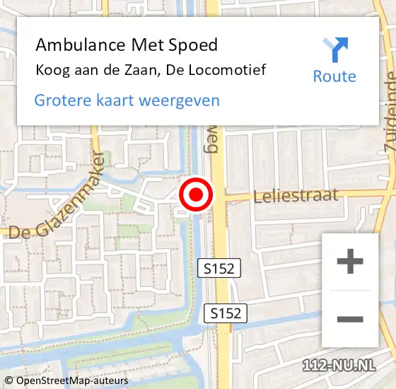 Locatie op kaart van de 112 melding: Ambulance Met Spoed Naar Koog aan de Zaan, De Locomotief op 9 januari 2024 07:44