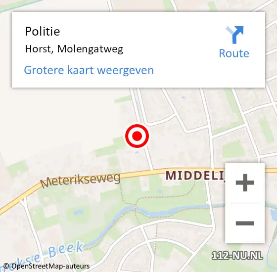 Locatie op kaart van de 112 melding: Politie Horst, Molengatweg op 9 januari 2024 07:54