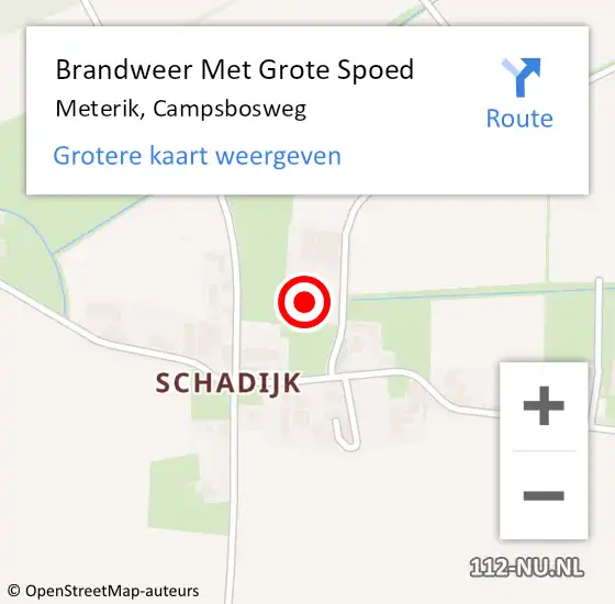 Locatie op kaart van de 112 melding: Brandweer Met Grote Spoed Naar Meterik, Campsbosweg op 9 januari 2024 07:55