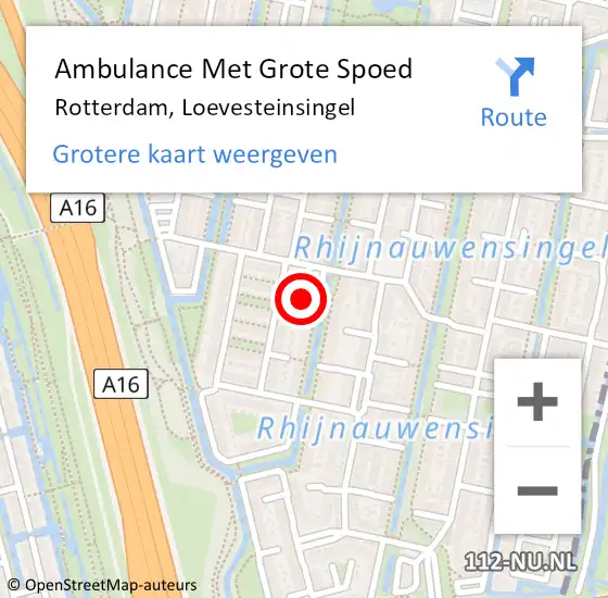 Locatie op kaart van de 112 melding: Ambulance Met Grote Spoed Naar Rotterdam, Loevesteinsingel op 9 januari 2024 08:10