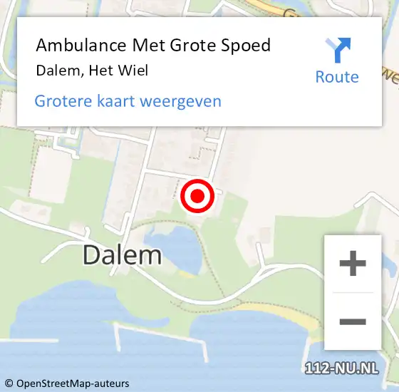 Locatie op kaart van de 112 melding: Ambulance Met Grote Spoed Naar Dalem, Het Wiel op 9 januari 2024 08:32