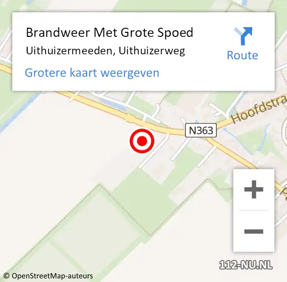 Locatie op kaart van de 112 melding: Brandweer Met Grote Spoed Naar Uithuizermeeden, Uithuizerweg op 21 september 2014 13:51