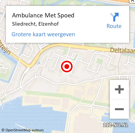Locatie op kaart van de 112 melding: Ambulance Met Spoed Naar Sliedrecht, Elzenhof op 9 januari 2024 08:33