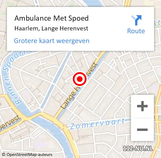 Locatie op kaart van de 112 melding: Ambulance Met Spoed Naar Haarlem, Lange Herenvest op 9 januari 2024 08:40