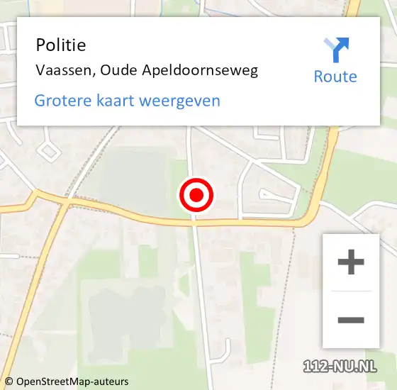 Locatie op kaart van de 112 melding: Politie Vaassen, Oude Apeldoornseweg op 9 januari 2024 08:46