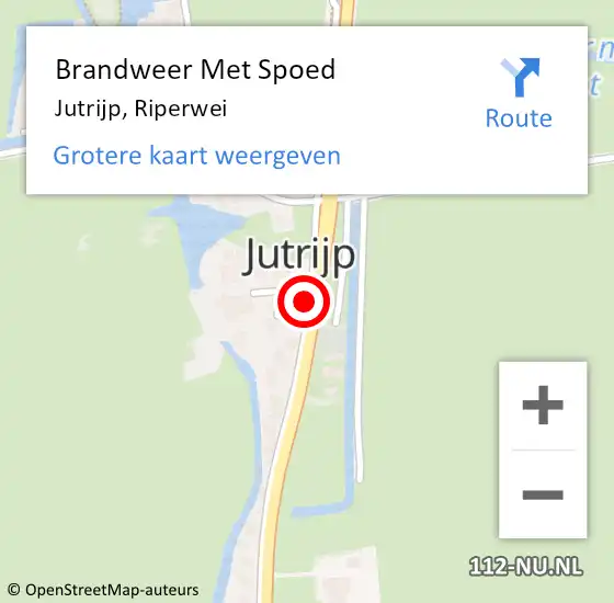 Locatie op kaart van de 112 melding: Brandweer Met Spoed Naar Jutrijp, Riperwei op 21 september 2014 13:53