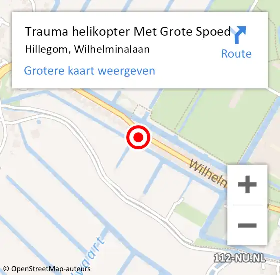 Locatie op kaart van de 112 melding: Trauma helikopter Met Grote Spoed Naar Hillegom, Wilhelminalaan op 9 januari 2024 08:59