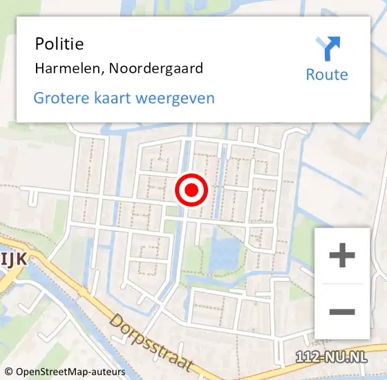 Locatie op kaart van de 112 melding: Politie Harmelen, Noordergaard op 9 januari 2024 09:01