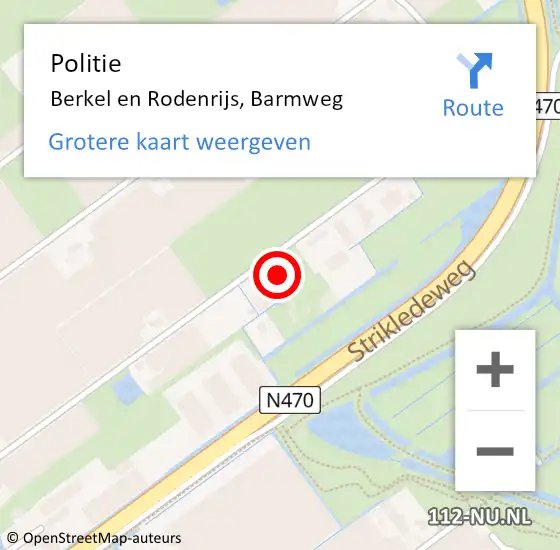 Locatie op kaart van de 112 melding: Politie Berkel en Rodenrijs, Barmweg op 9 januari 2024 09:06