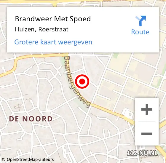 Locatie op kaart van de 112 melding: Brandweer Met Spoed Naar Huizen, Roerstraat op 9 januari 2024 09:14