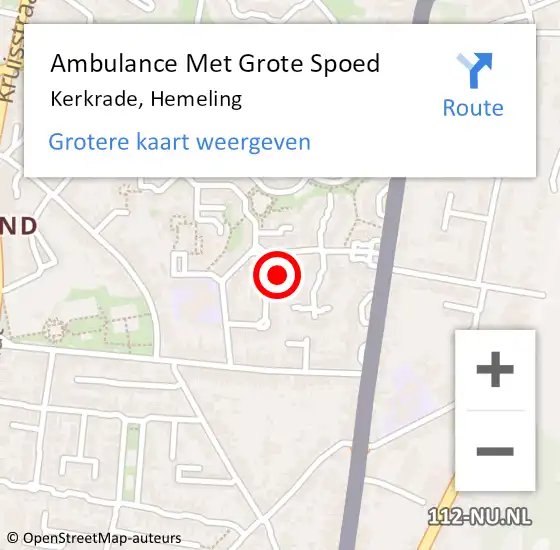 Locatie op kaart van de 112 melding: Ambulance Met Grote Spoed Naar Kerkrade, Hemeling op 21 september 2014 14:00