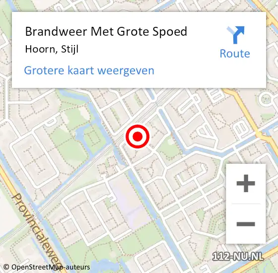 Locatie op kaart van de 112 melding: Brandweer Met Grote Spoed Naar Hoorn, Stijl op 9 januari 2024 09:55