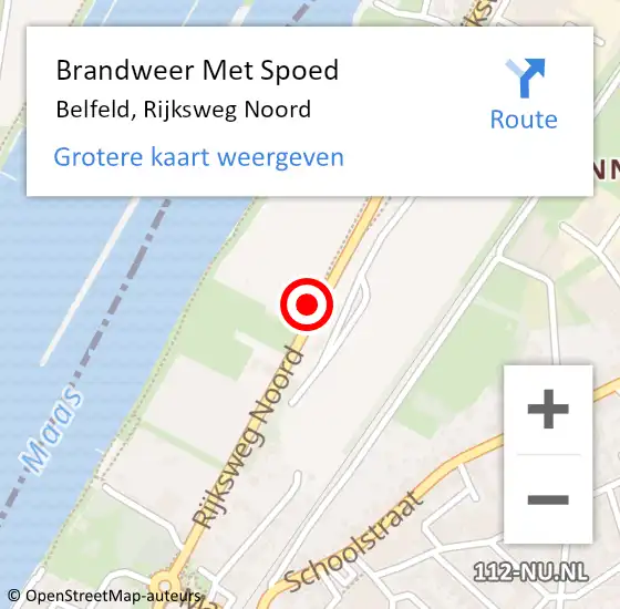 Locatie op kaart van de 112 melding: Brandweer Met Spoed Naar Belfeld, Rijksweg Noord op 9 januari 2024 10:35