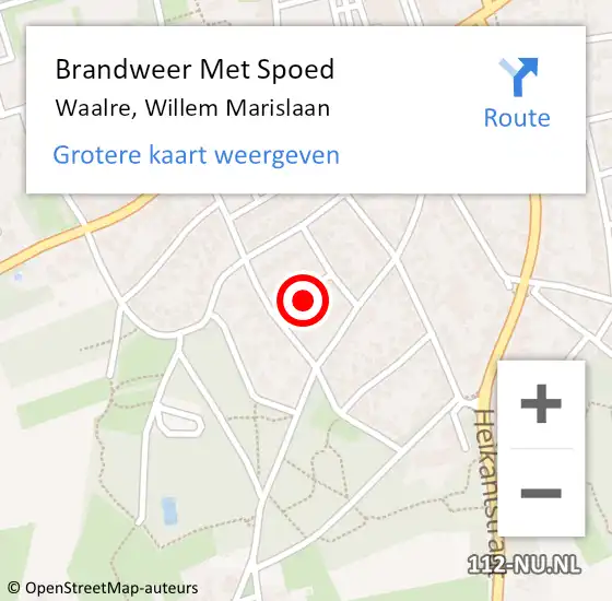 Locatie op kaart van de 112 melding: Brandweer Met Spoed Naar Waalre, Willem Marislaan op 9 januari 2024 10:55