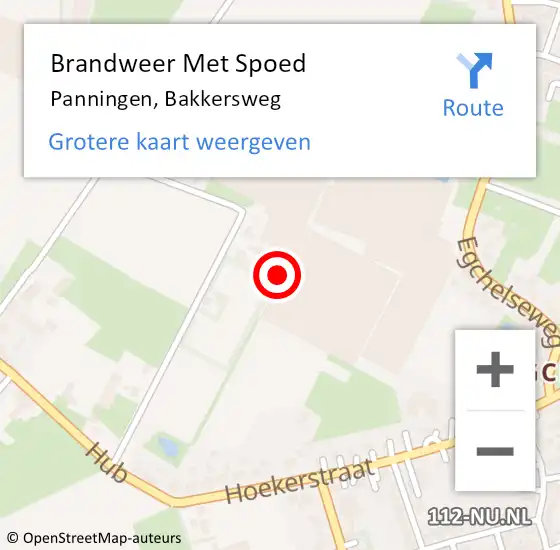 Locatie op kaart van de 112 melding: Brandweer Met Spoed Naar Panningen, Bakkersweg op 9 januari 2024 10:58