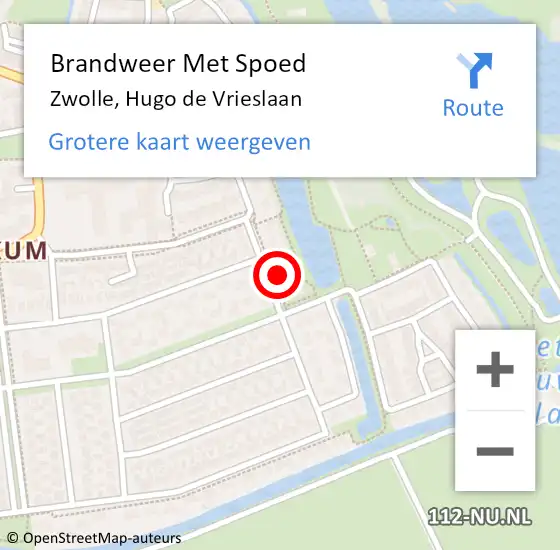 Locatie op kaart van de 112 melding: Brandweer Met Spoed Naar Zwolle, Hugo de Vrieslaan op 9 januari 2024 11:05