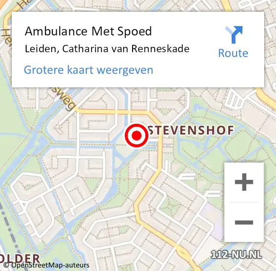 Locatie op kaart van de 112 melding: Ambulance Met Spoed Naar Leiden, Catharina van Renneskade op 9 januari 2024 11:14