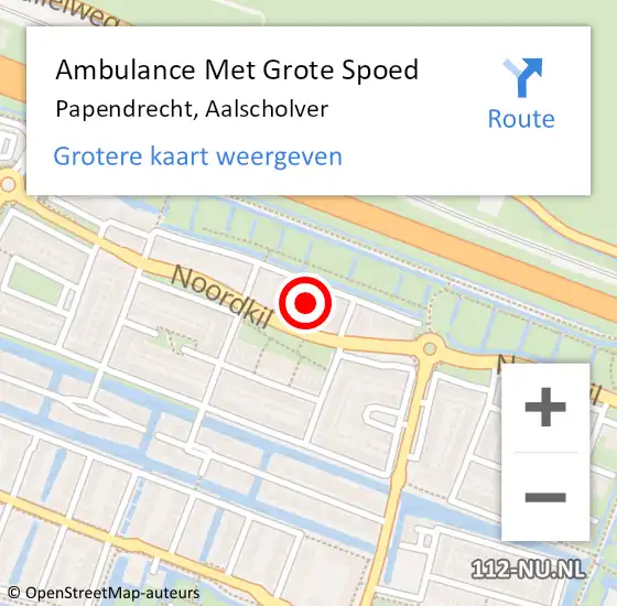 Locatie op kaart van de 112 melding: Ambulance Met Grote Spoed Naar Papendrecht, Aalscholver op 9 januari 2024 11:22