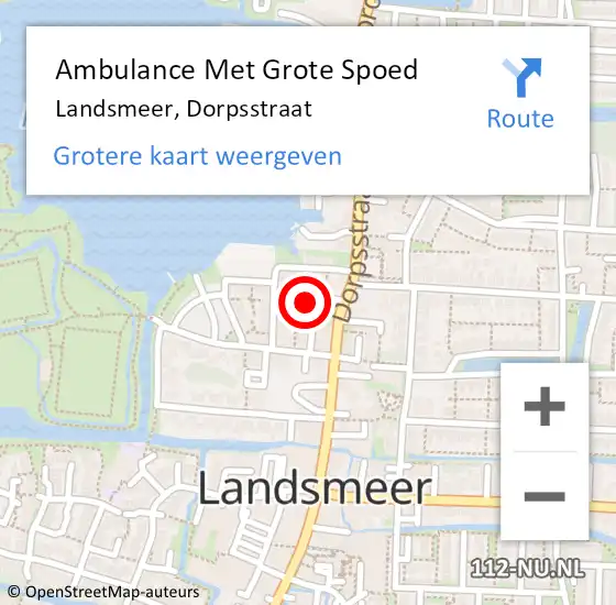 Locatie op kaart van de 112 melding: Ambulance Met Grote Spoed Naar Landsmeer, Dorpsstraat op 9 januari 2024 11:28