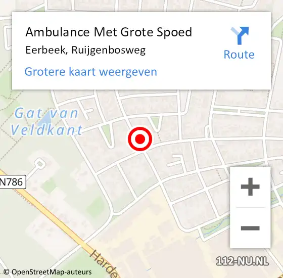 Locatie op kaart van de 112 melding: Ambulance Met Grote Spoed Naar Eerbeek, Ruijgenbosweg op 21 september 2014 14:30