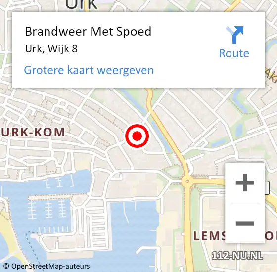 Locatie op kaart van de 112 melding: Brandweer Met Spoed Naar Urk, Wijk 8 op 9 januari 2024 11:52