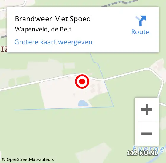 Locatie op kaart van de 112 melding: Brandweer Met Spoed Naar Wapenveld, de Belt op 9 januari 2024 11:53