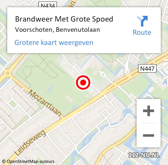 Locatie op kaart van de 112 melding: Brandweer Met Grote Spoed Naar Voorschoten, Benvenutolaan op 9 januari 2024 12:32