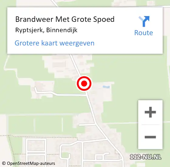 Locatie op kaart van de 112 melding: Brandweer Met Grote Spoed Naar Ryptsjerk, Binnendijk op 21 september 2014 14:40