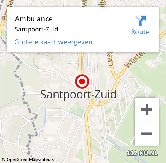Locatie op kaart van de 112 melding: Ambulance Santpoort-Zuid op 9 januari 2024 12:50