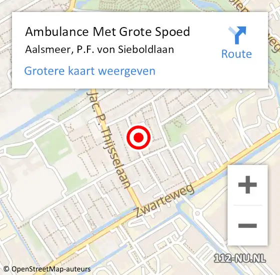 Locatie op kaart van de 112 melding: Ambulance Met Grote Spoed Naar Aalsmeer, P.F. von Sieboldlaan op 9 januari 2024 13:06
