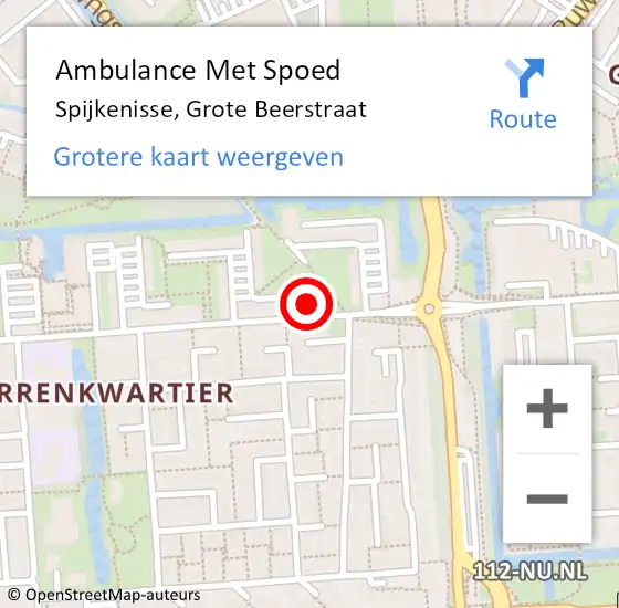 Locatie op kaart van de 112 melding: Ambulance Met Spoed Naar Spijkenisse, Grote Beerstraat op 9 januari 2024 13:15
