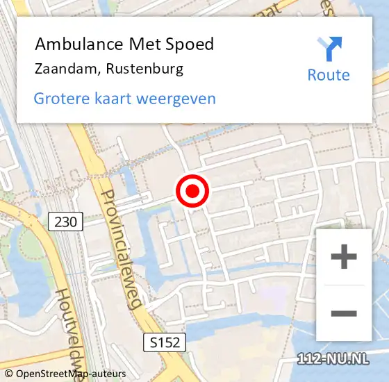 Locatie op kaart van de 112 melding: Ambulance Met Spoed Naar Zaandam, Rustenburg op 9 januari 2024 13:25