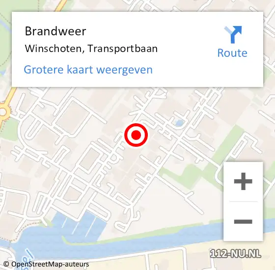 Locatie op kaart van de 112 melding: Brandweer Winschoten, Transportbaan op 9 januari 2024 13:25