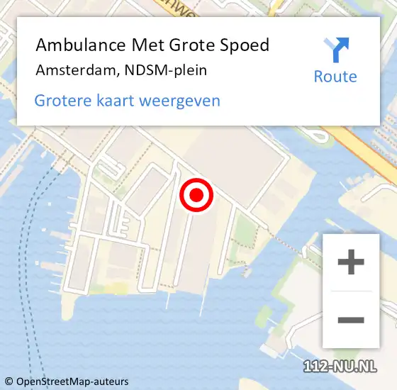 Locatie op kaart van de 112 melding: Ambulance Met Grote Spoed Naar Amsterdam, NDSM-plein op 9 januari 2024 16:26