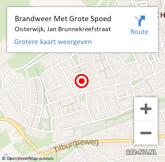 Locatie op kaart van de 112 melding: Brandweer Met Grote Spoed Naar Oisterwijk, Jan Brunnekreefstraat op 9 januari 2024 16:31