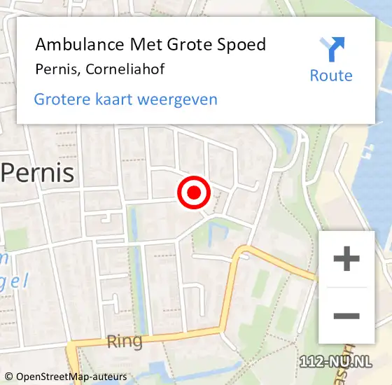 Locatie op kaart van de 112 melding: Ambulance Met Grote Spoed Naar Pernis, Corneliahof op 9 januari 2024 16:33